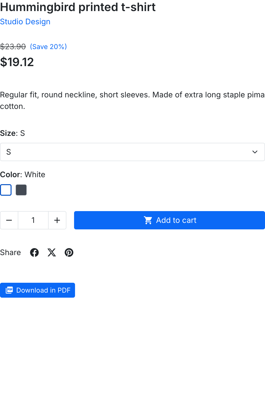The download button on a product page